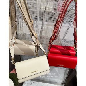 美國代購🇺🇸 現貨+預購 Michael Kors MK 真皮 WOC 側背包 帆布字母背帶 小書包黑色白色咖啡色淡粉色