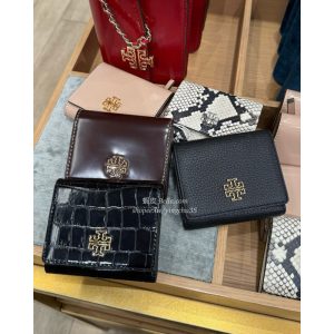 美國代購🇺🇸 現貨 Tory Burch TB BRITTEN 短夾 皮夾 金框 女款小短夾黑色咖啡LOGO立體皮件