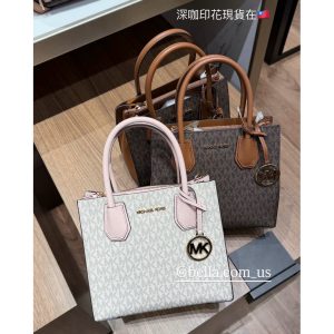 美國代購🇺🇸 現貨 MICHAEL KORS MK 小托特 托特包 側背包三層兩用方包深咖印花老花淡粉色手拿包