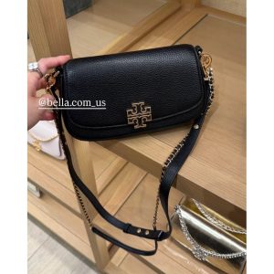 美國代購🇺🇸 現貨 TORY BURCH BRITTEN 金框 條鏈包 側背包 腋下包 兩用包麻將包黑色紅色酒紅色