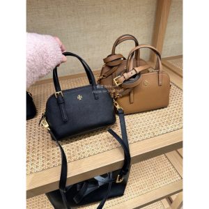 美國代購🇺🇸 絕美 現貨 Tory Burch TB 防刮皮革貝殼包黑色咖啡色手提包側背包兩用包保齡球包小貝殼包半月包