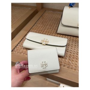 美國代購🇺🇸 現貨 Tory Burch TB Britten 短夾皮夾金框立體logo白色黑色咖啡色女款三折小短夾