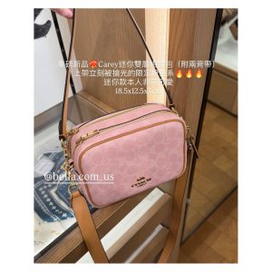 美國代購🇺🇸 現貨 Coach Carey 兩用包 雙層 相機包 迷你款小款大款粉印花水洗牛仔單寧方包側背包肩背包