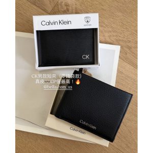 美國代購🇺🇸 現貨 CK Calvin Klein 男款 短夾 防刮款 黑色 短夾 有零錢袋